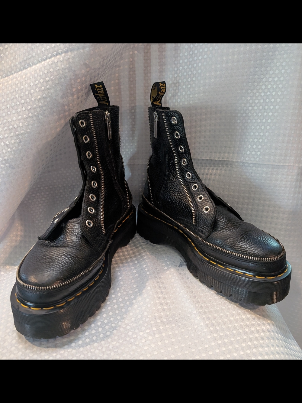 Pristine Dr. Martens Jadon Quad Zip Milled Nappa Leather Platform Boots